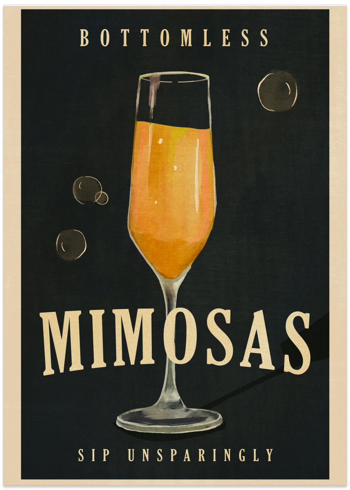 Bottomless Mimosas Art Deco Cocktail Bar Art - Art Print by The Whiskey Ginger