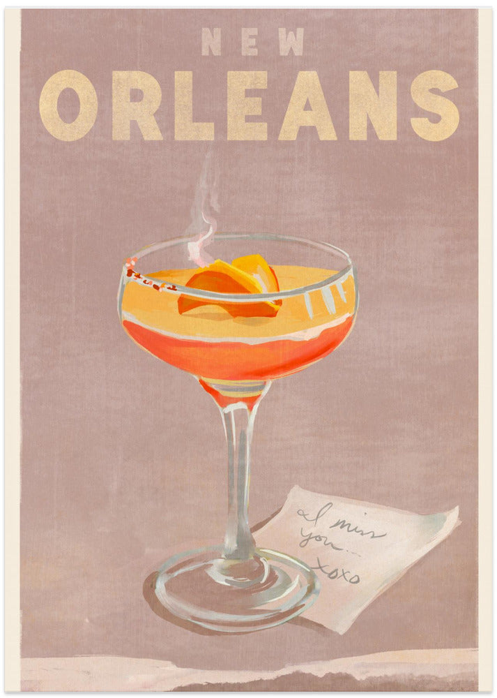 New Orleans Cocktail Travel Poster - Art Print by The Whiskey Ginger