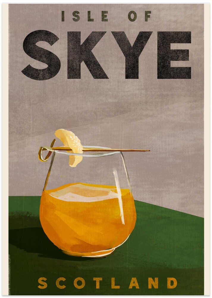 Isle Of Skye Scotland Scotch Cocktail Travel Poster - Art Print by The Whiskey Ginger Travel Poster