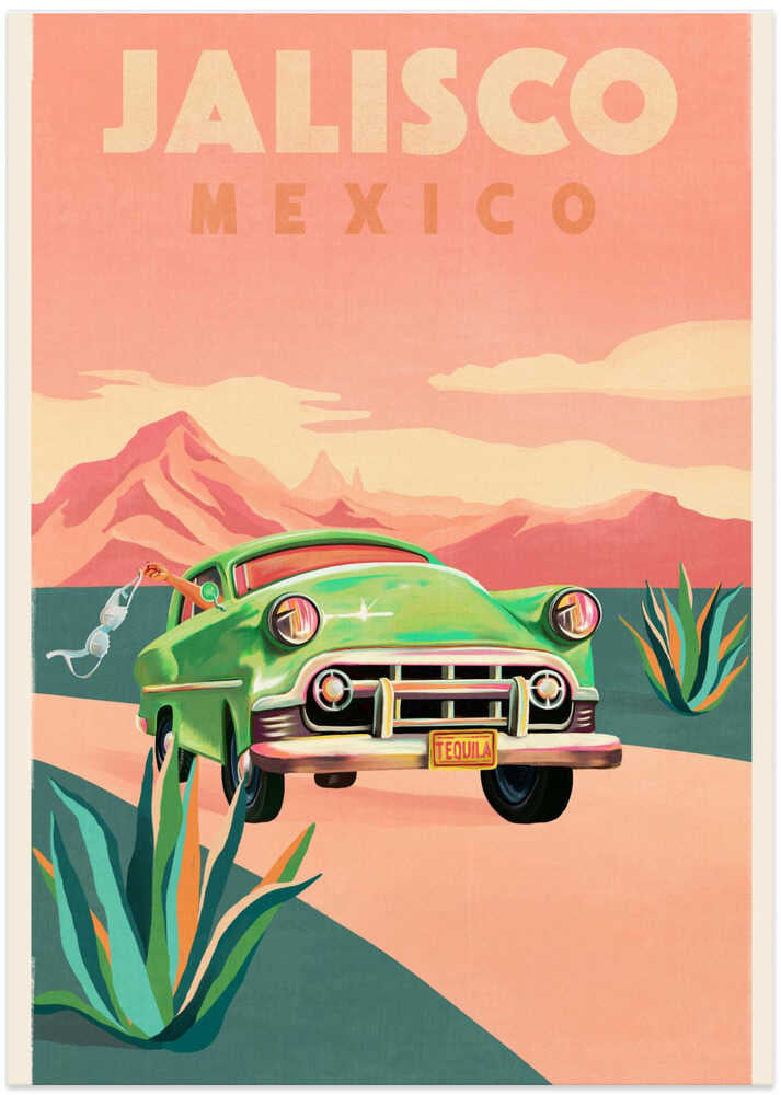 Jalisco Mexico Vintage Travel Poster - Art Print by The Whiskey Ginger Travel Poster
