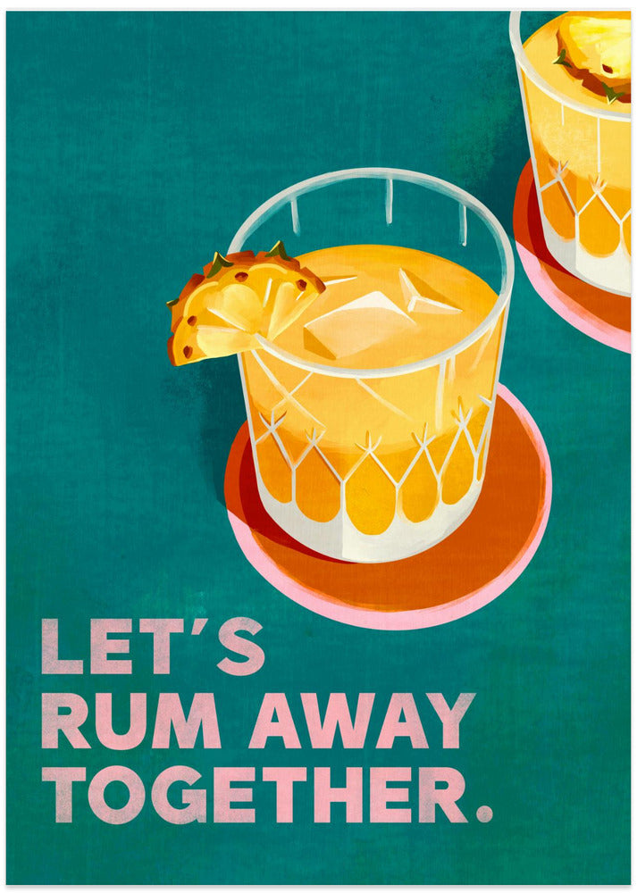 Rum Away Beach Bar Cocktail Art - Art Print by The Whiskey Ginger