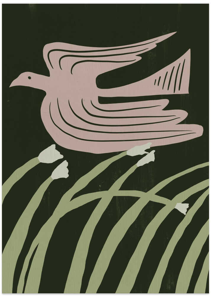 Stylized Bird In Flight - Art Print by Little Dean