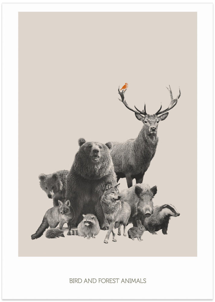 Bird and Forest Animals - Art Print by Sarah Bühler