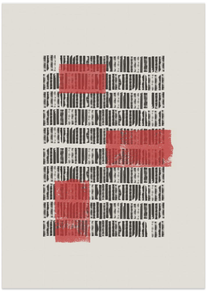 Crimson Grids - Art Print by THE MIUUS STUDIO