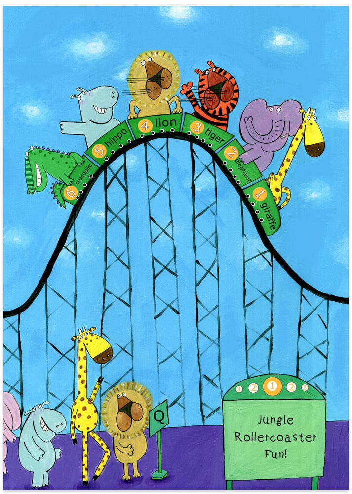 Jungle Animals Whizzing Down the Rollercoaster by Carla Daly - Art Print by Carla Daly