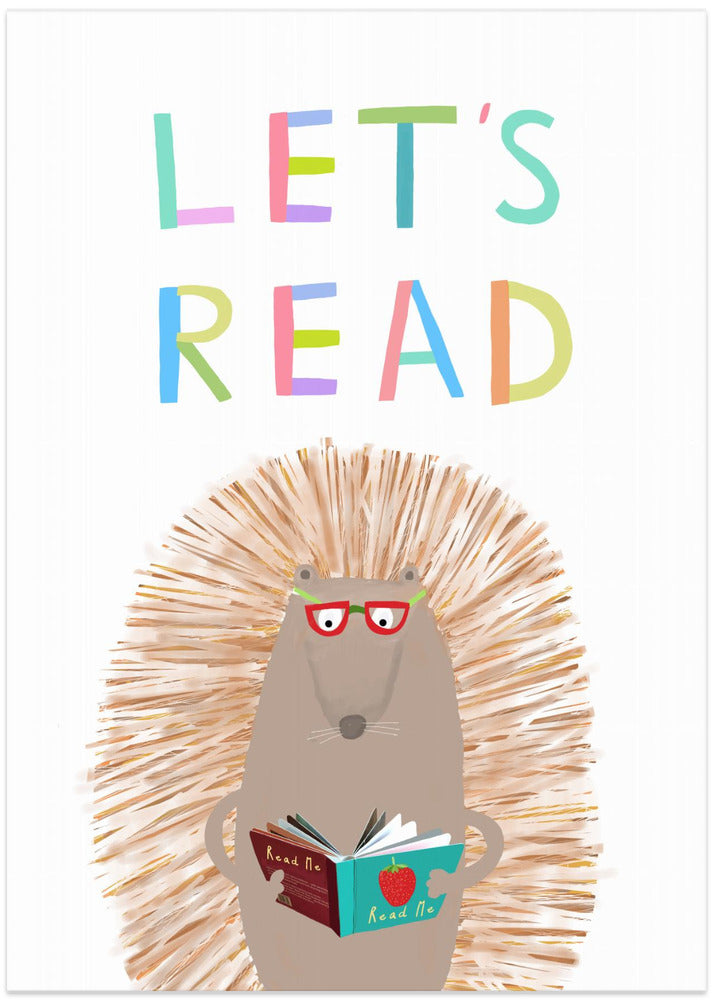 Let&#039;s Read with Cute Hedgehog by Illustrator Carla Daly - Art Print by Carla Daly