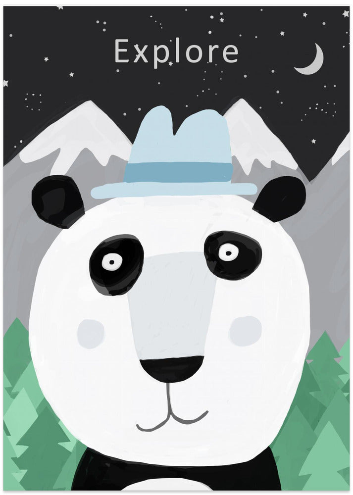 Explore the World with Cute Panda by Artist Carla Daly - Art Print by Carla Daly