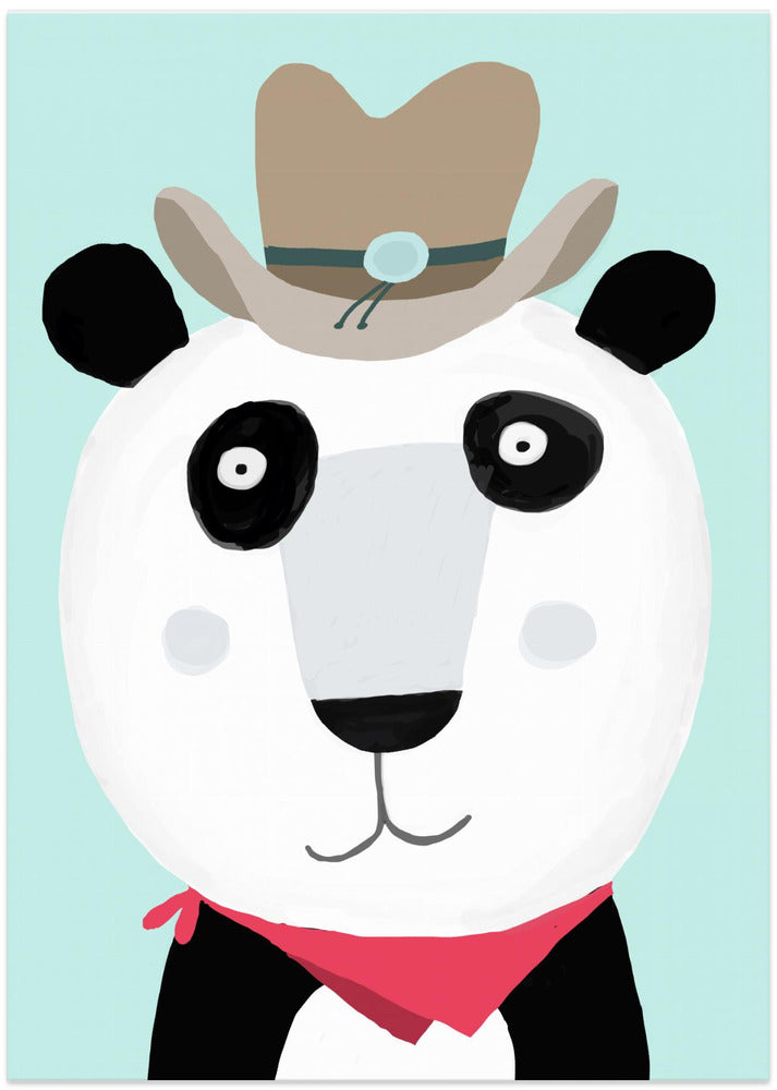Funny Panda with Cowboy Hat by Artist Carla Daly - Art Print by Carla Daly