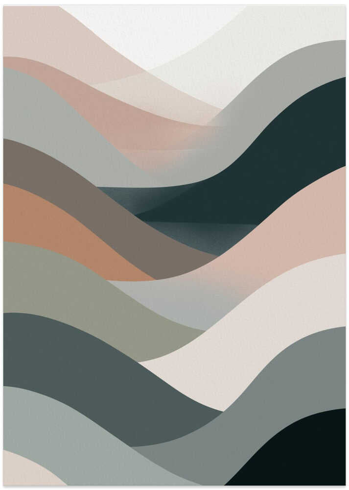 Hills In Earthy Tones Of Green - Art Print by Little Dean