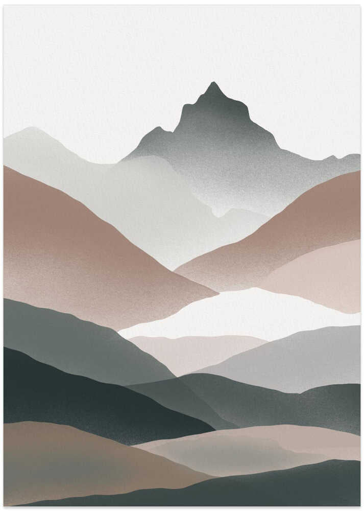 Layered Mountains In Soft Earthy Tones - Art Print by Little Dean