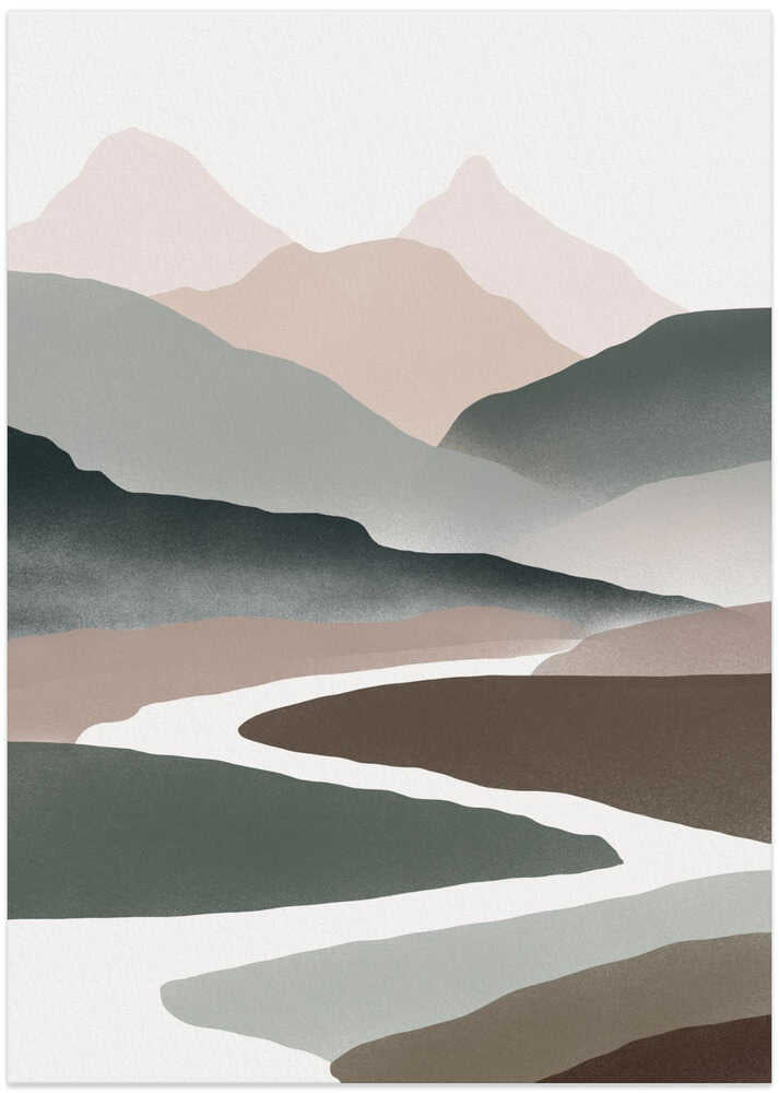 Serene Mountain Silhouettes - Art Print by Little Dean