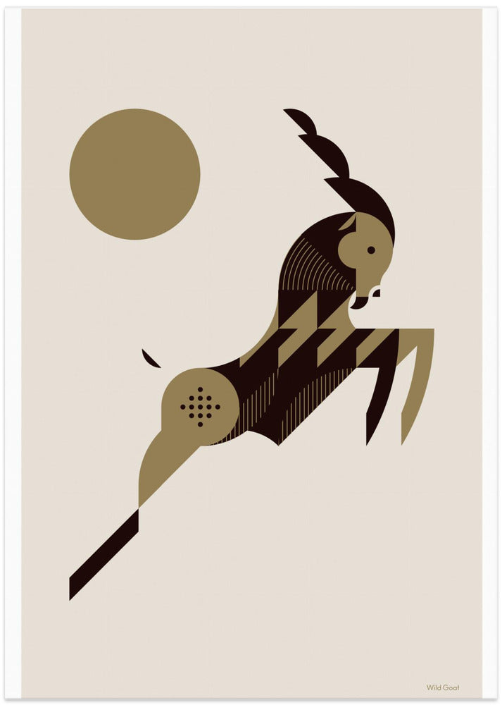 Golden Animals - Wild Goat (white) - Art Print by Studio Soleil