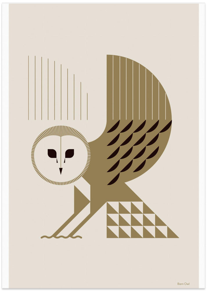 Golden Animals - Barn Owl (White) - Art Print by Studio Soleil