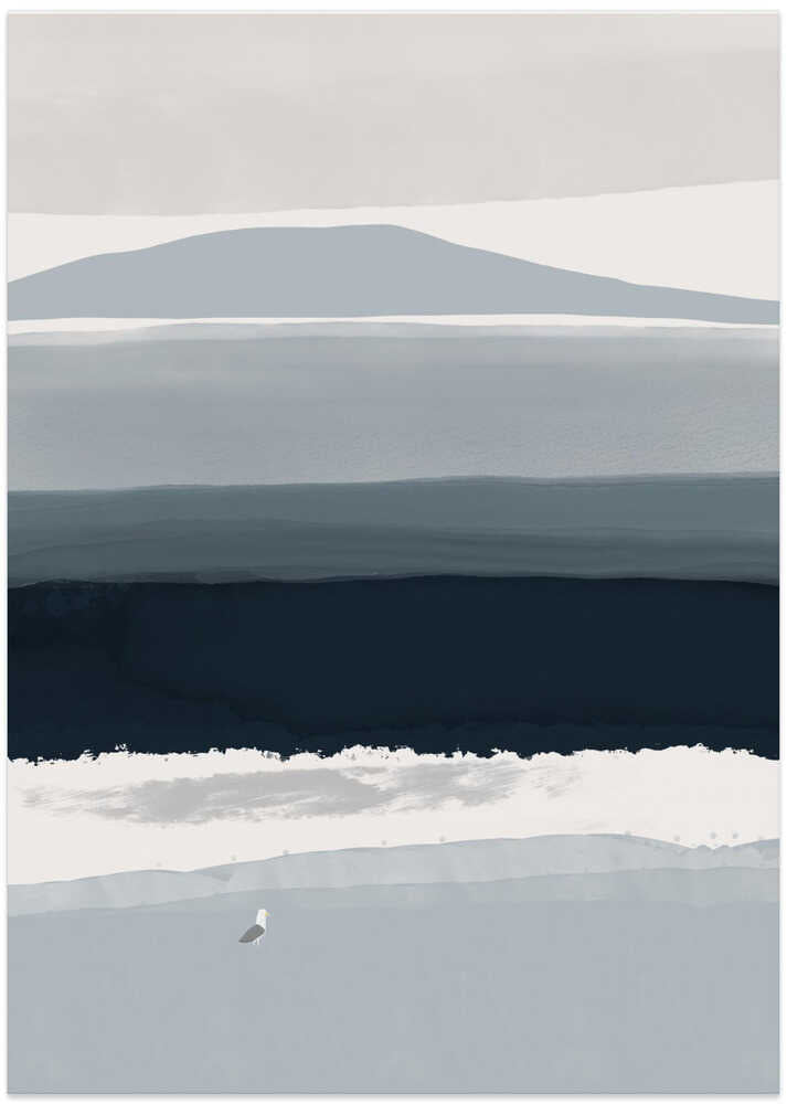 Coastal Landscape With Minimalist Abstraction - Art Print by Little Dean