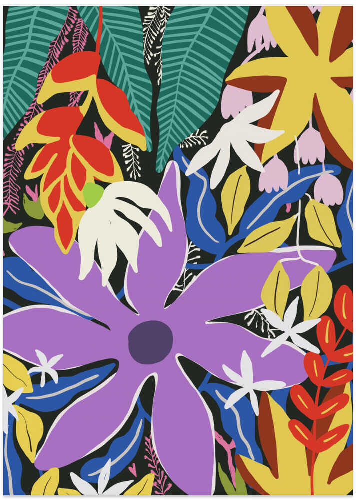 Abstract Floral Composition With Bold Colors - Art Print by Little Dean