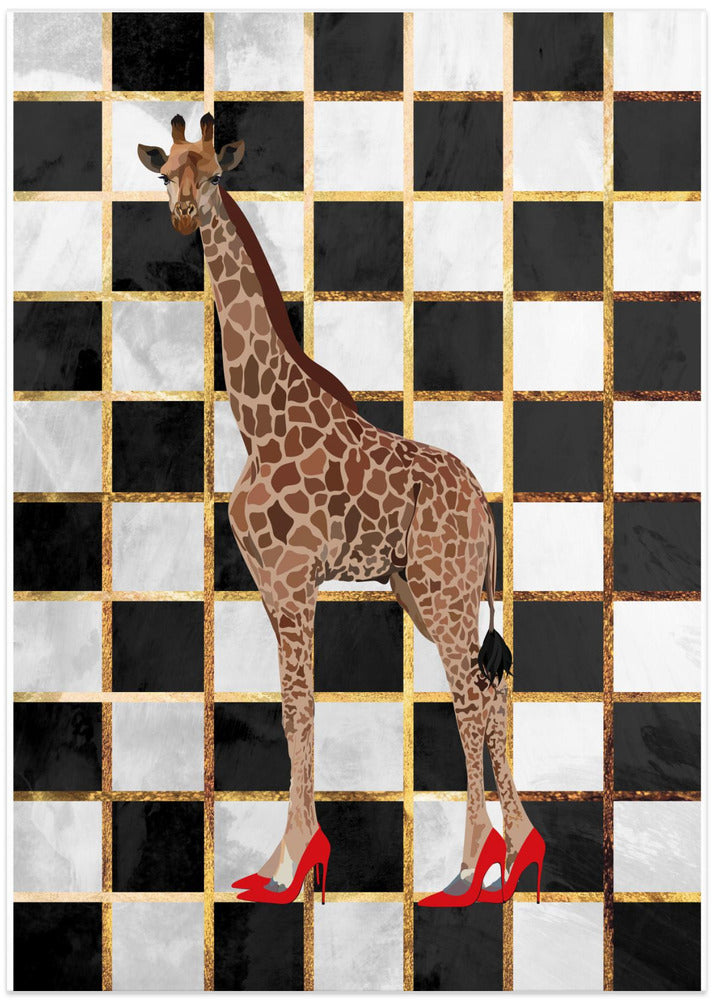 Giraffe Heels Checkerboard - Art Print by Sarah Manovski