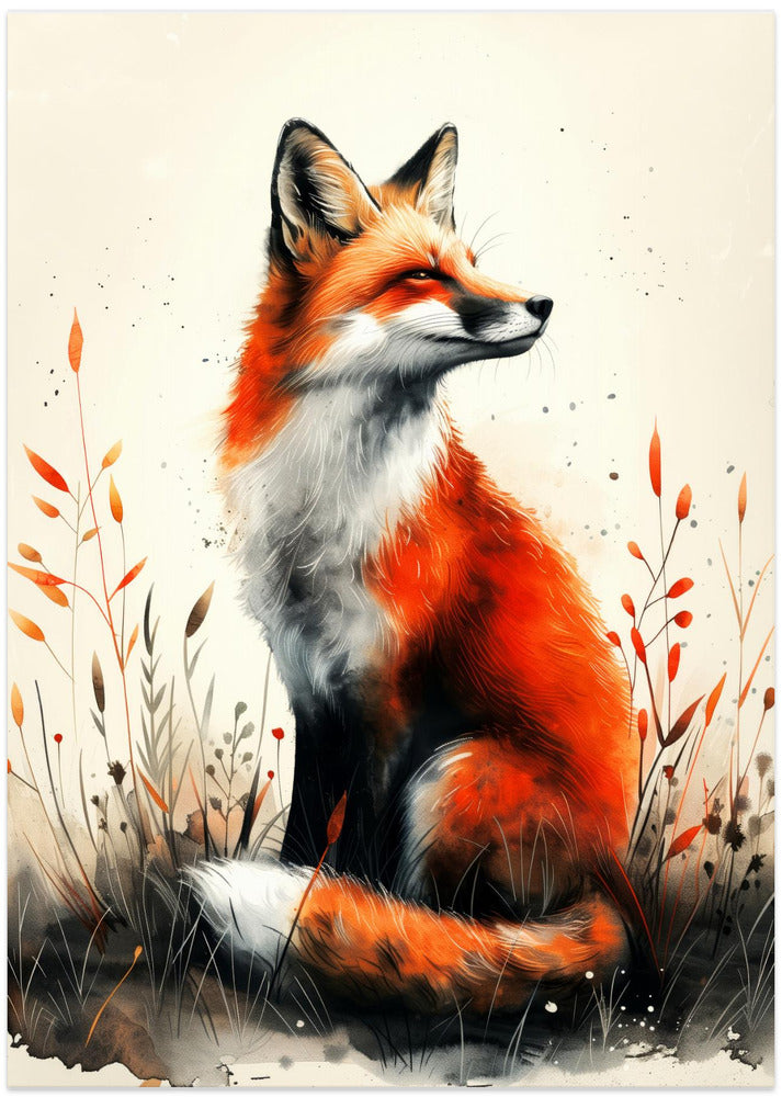 Animal watercolor art Fox 21 - Art Print by Justyna Jaszke