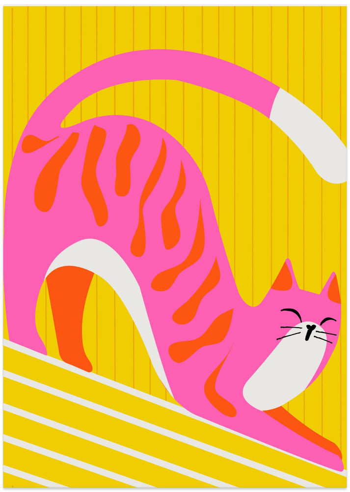 Snoozing Whiskers, Bright Adorable Cat - Art Print by Kintsugi99