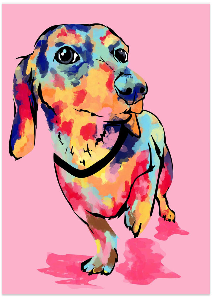 Rainbow Pup, Cute and Colorful Dog - Art Print by Kintsugi99