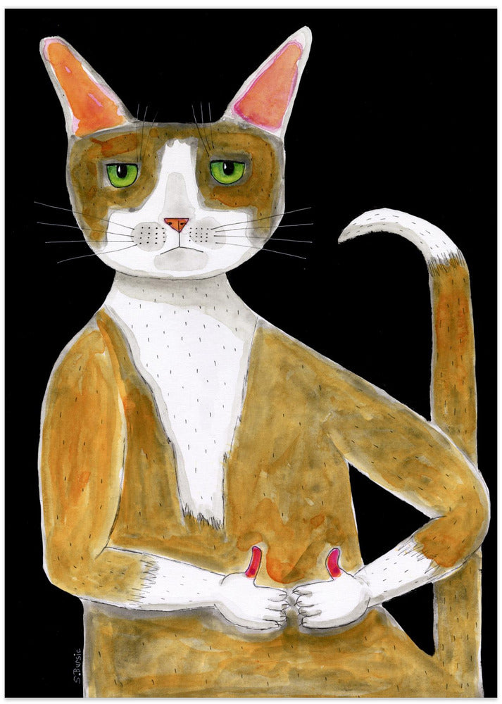 All Ok cat, thumbs up. - Art Print by Sharyn Bursic