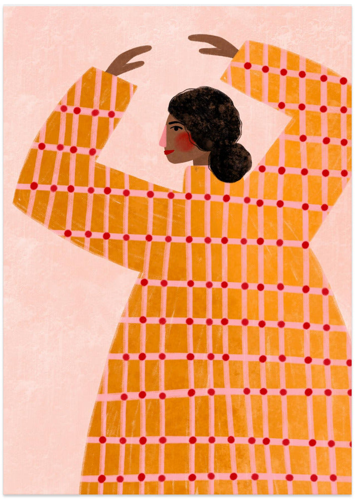 The Woman With the Checked Dress - Art Print by Bea Müller