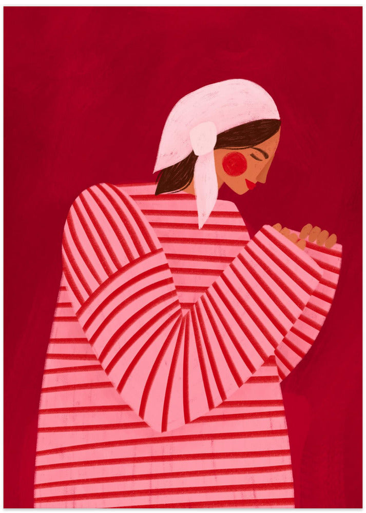 The Woman With the Red Stripes - Art Print by Bea Müller