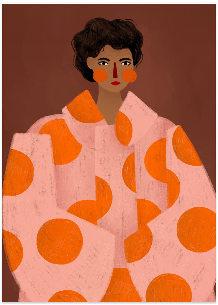 Woman With Orange Dots - Art Print by Bea Müller