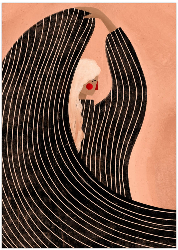 The Woman With the Black Dress - Art Print by Bea Müller