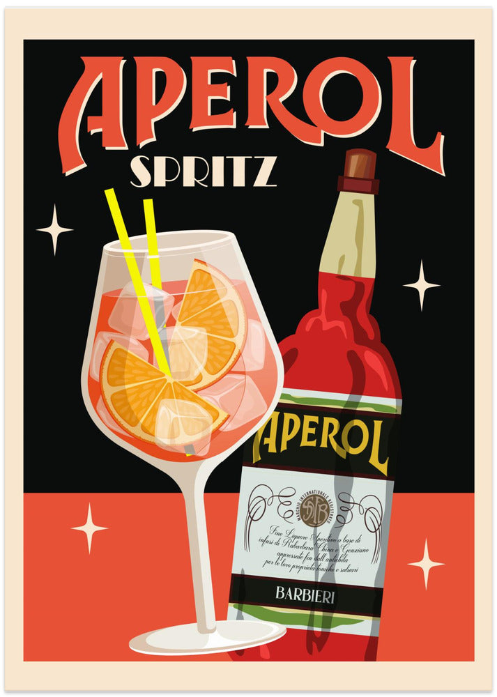 Aperol Spritz_Black - Art Print by WallChart Art Studio
