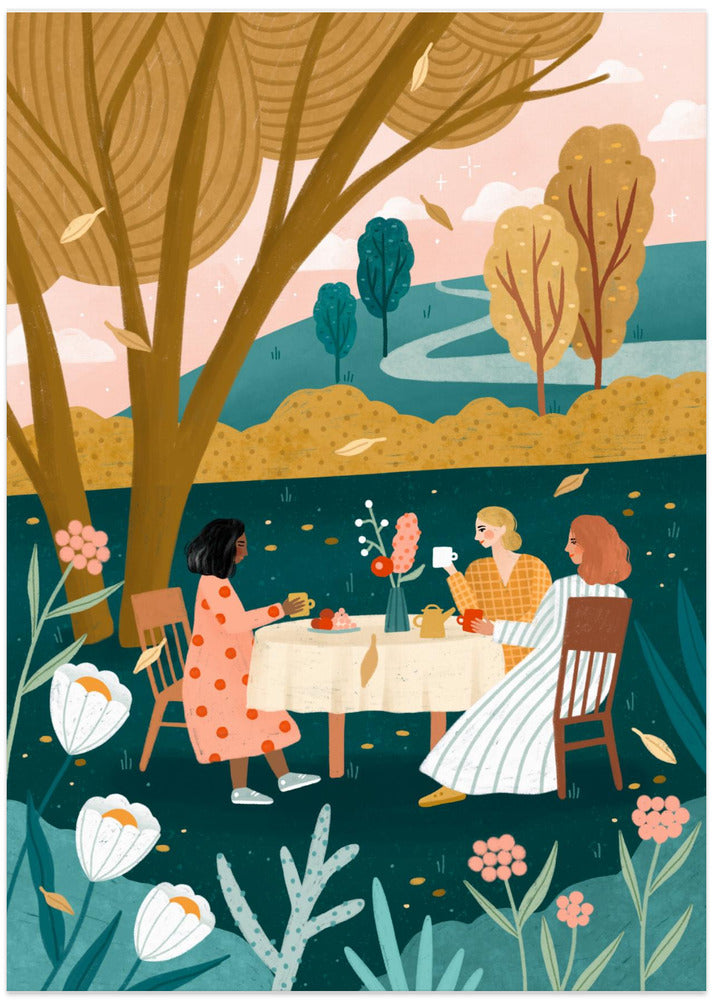 Autumn Tea Party - Art Print by Bea Müller
