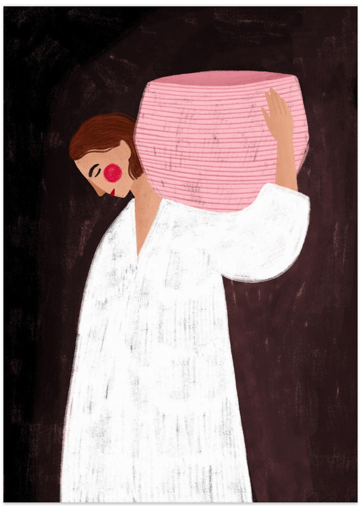The Woman with the Pink Basket - Art Print by Bea Müller