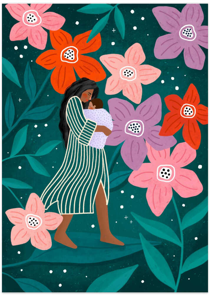 Maternal Garden Stroll - Art Print by Bea Müller