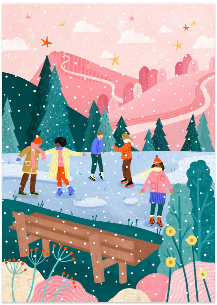 People Ice Skating - Art Print by Bea Müller
