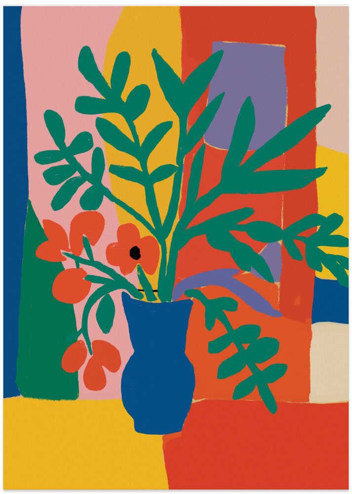 Flower arrangement in bold colors - Art Print by Little Dean