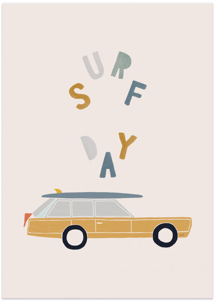 Surfing Retro Car - Art Print by Menina Lisboa