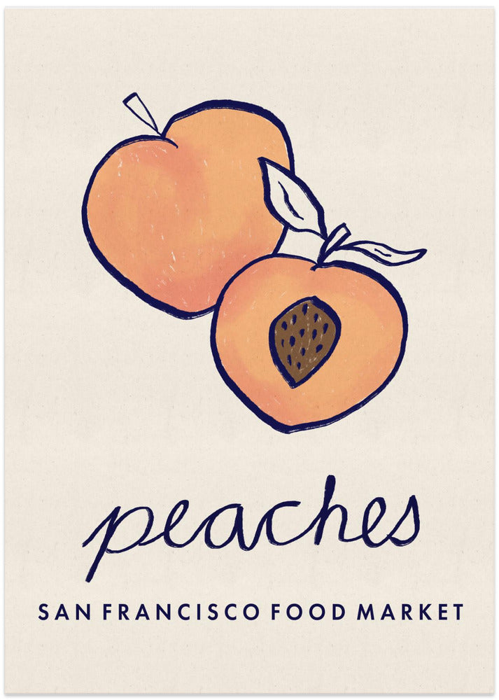 Food Art - Peaches San Francisco Food Market - Art Print by Dirkie Nell