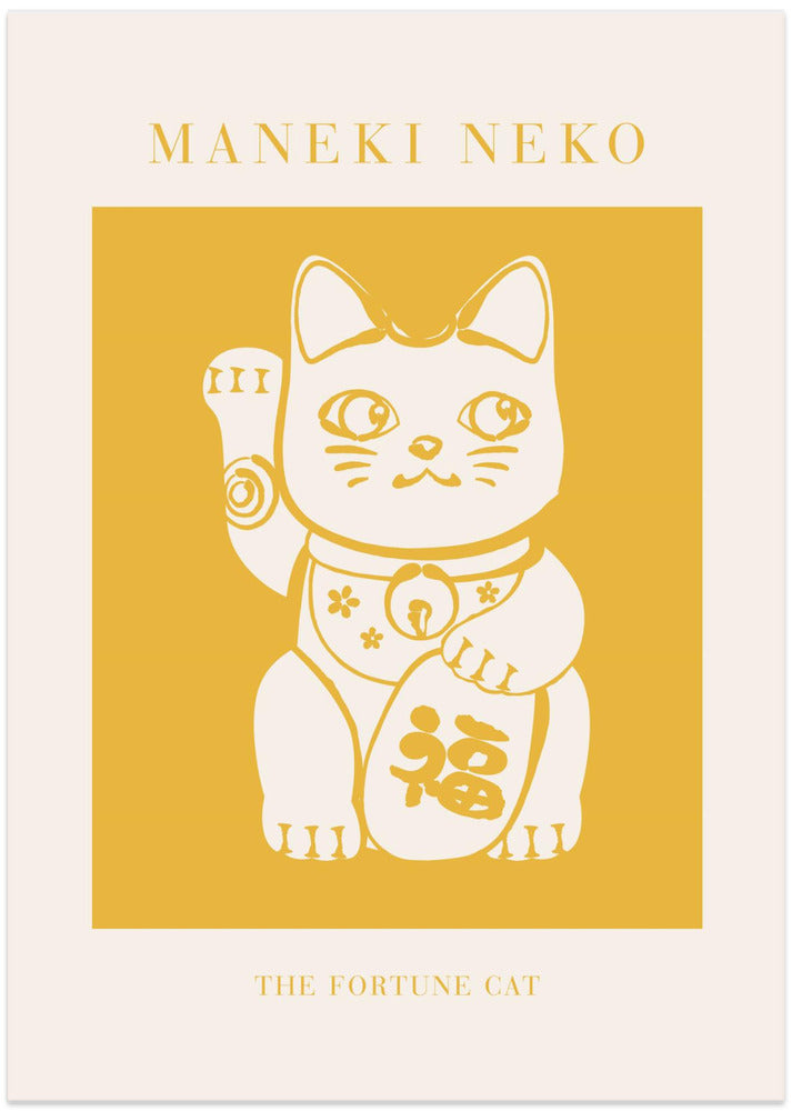 Maneki-Neko Yellow Cat - Art Print by KsanaKalpa