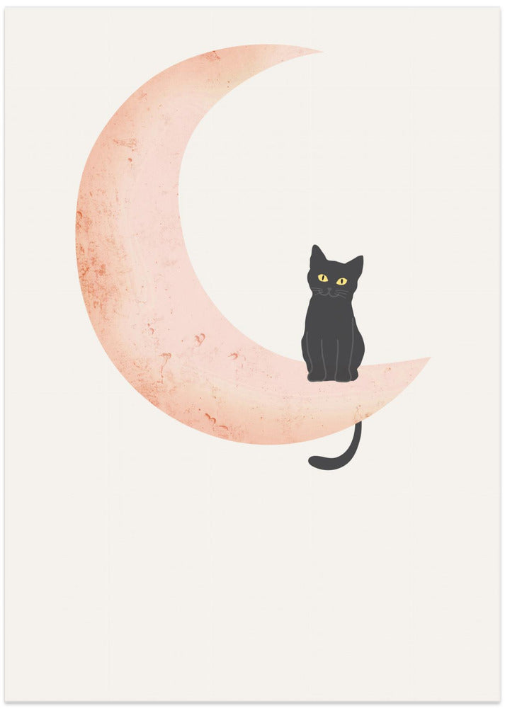 Cat Crescent Moon - Art Print by Melloi Art Prints