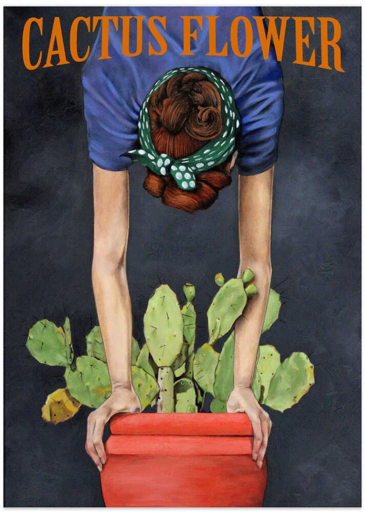Woman Tending Cactus Flower - Art Print by Duane A. Brown