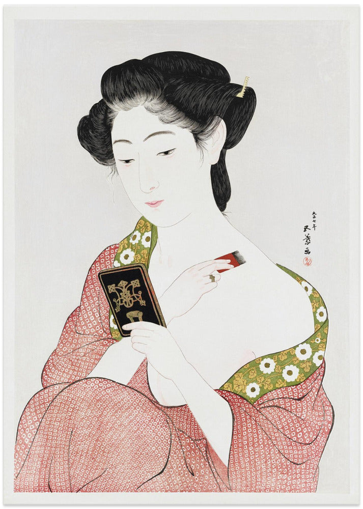 Japanese Woman Applying Powder (1918) - Art Print by Hashiguchi Goyo