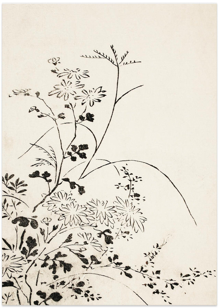 Autumn Flowers and Grasses (1762) - Art Print by Miyazaki Yuzen