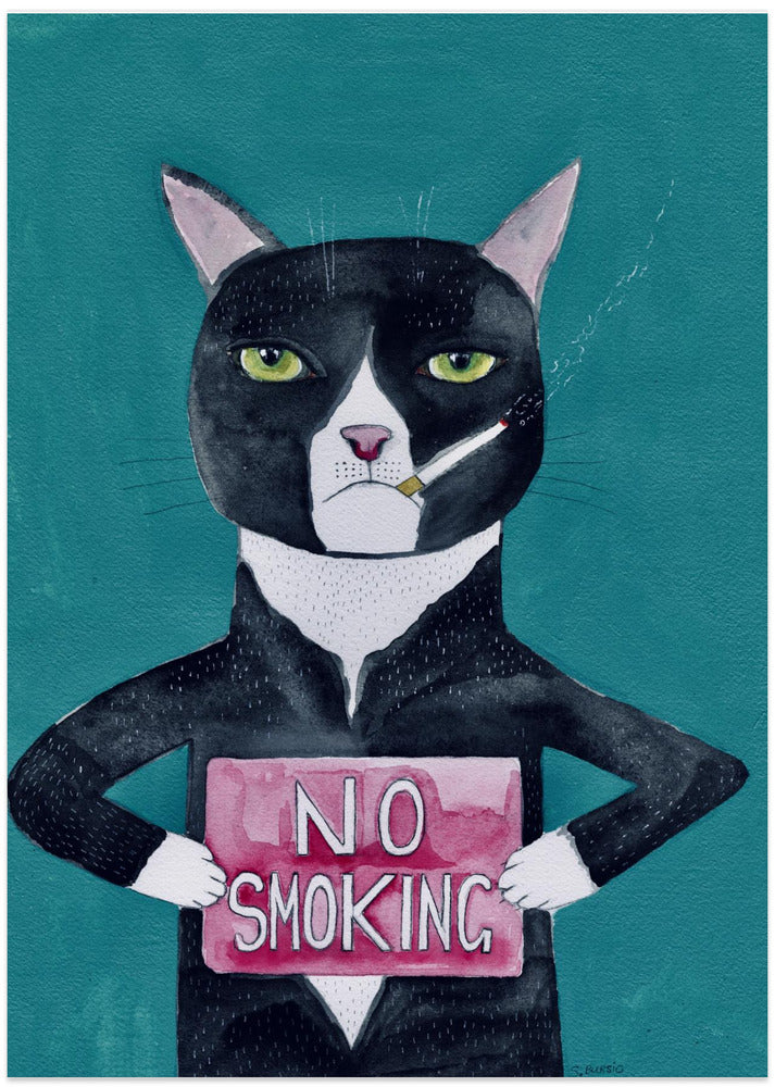 Smoking cat - Art Print by Sharyn Bursic