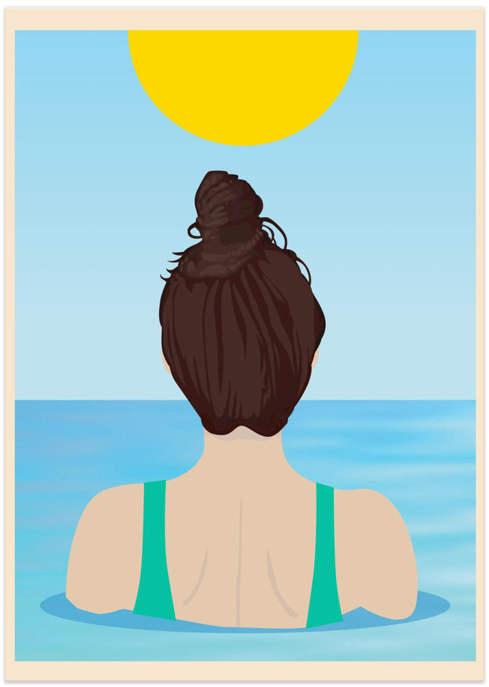 Into Water (Brunette) - Art Print by WallChart Art Studio