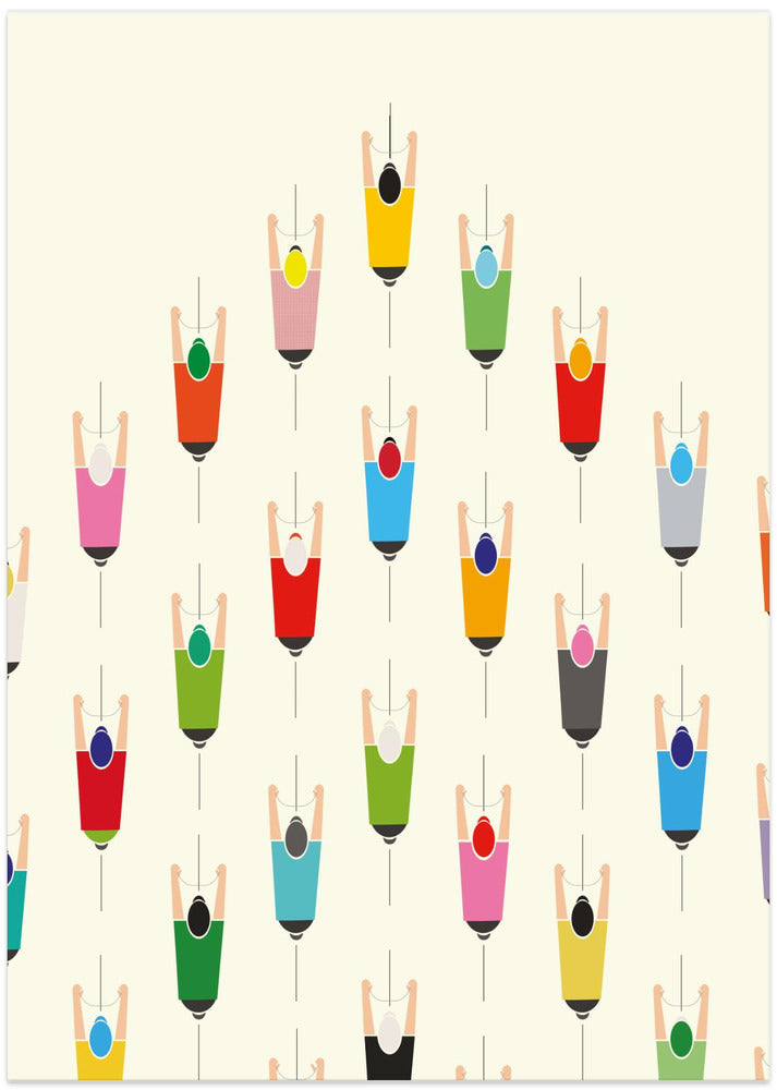Leading the Pack Cycling Art Print - Art Print by WallChart Art Studio
