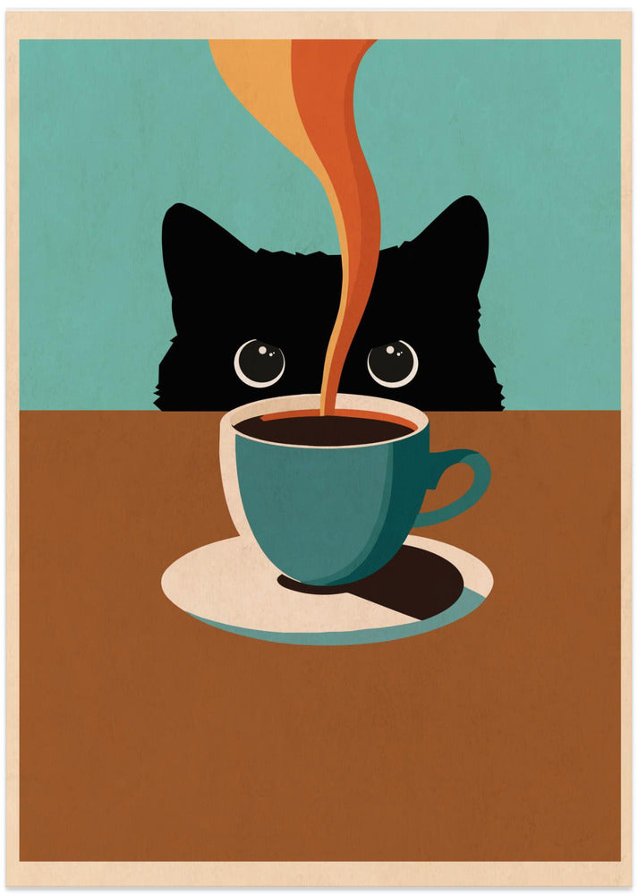 Cat &amp; Coffee - Art Print by WallChart Art Studio