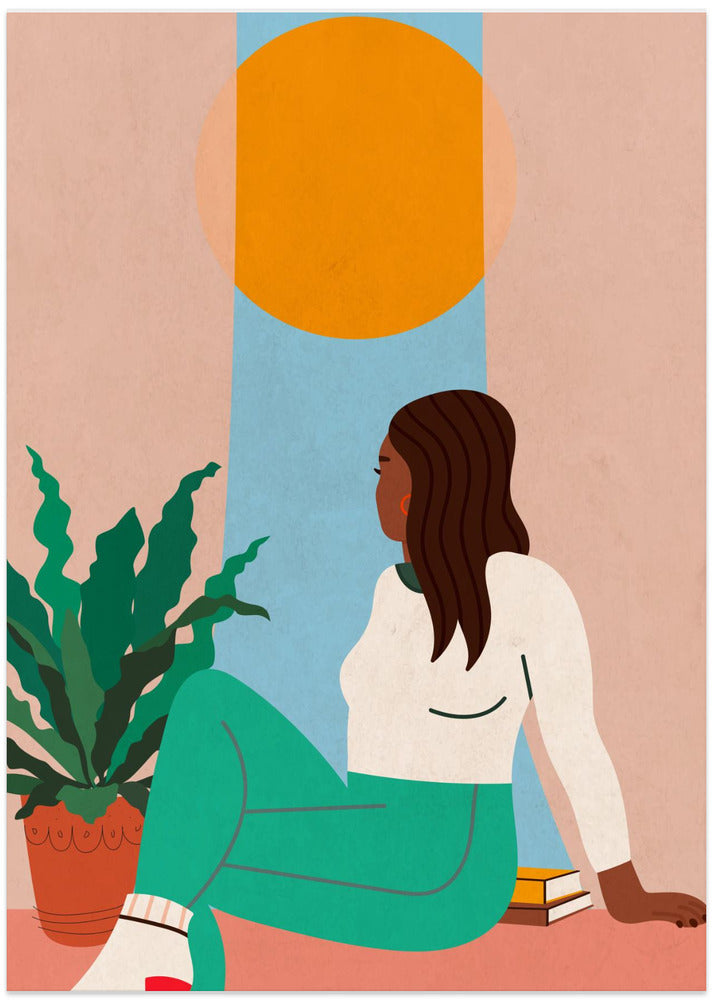 Girl Looking out of Window - Art Print by WallChart Art Studio