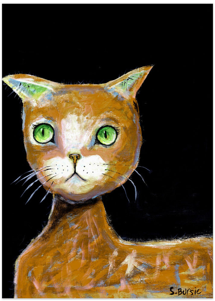 The Brown Big Eyed Cat - Art Print by Sharyn Bursic