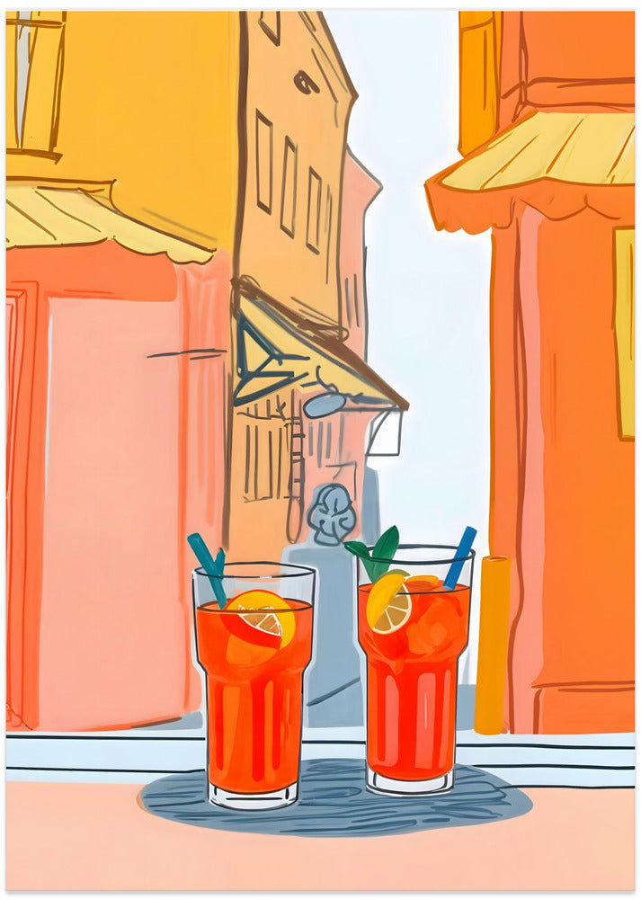 Two Aperols Please! - Art Print by Uma Gokhale