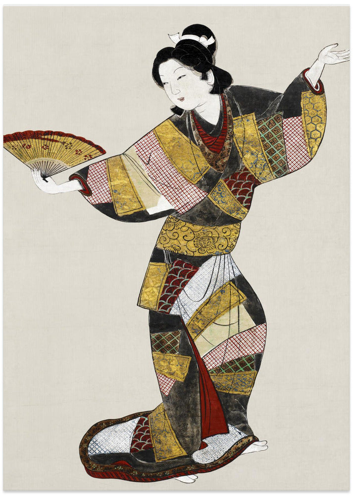 Japanese Female Dancer (17th Century) Vintage Painting - Art Print by Unknown