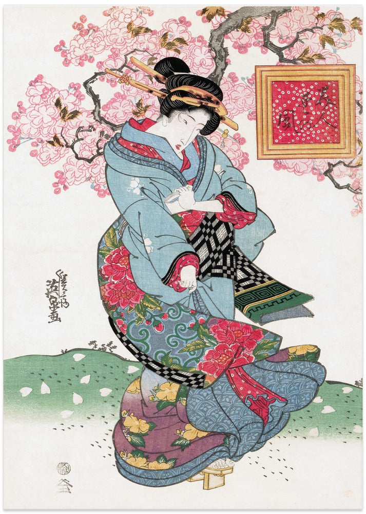 Japanese Woman (1828) Vintage Woodblock Print - Art Print by Keisai Eisen